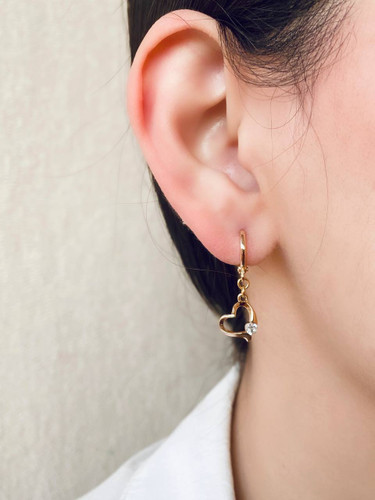 گوشواره حلقه ای، مدل قلب نگین دار، برند ژوپینگ