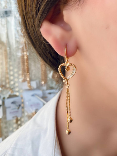 گوشواره حلقه ای مدل قلب، با تنوع رنگ، برند ysx