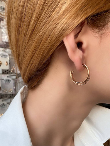 گوشواره حلقه ای استیل مدل پیچ و تاب دایره کد ۰۲