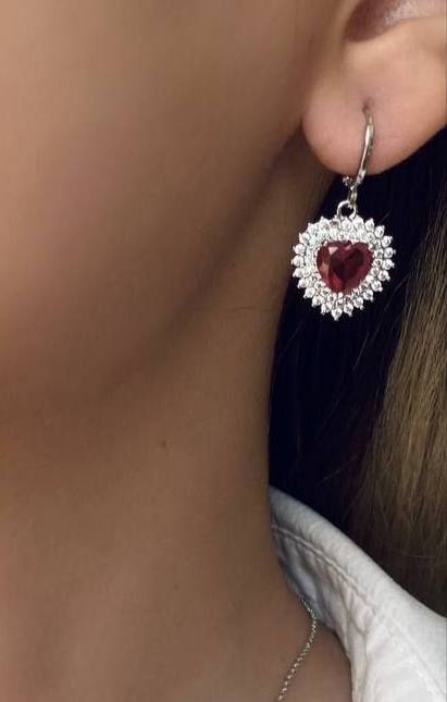 گوشواره حلقه ای مدل قلب فول نگین، برند ysx