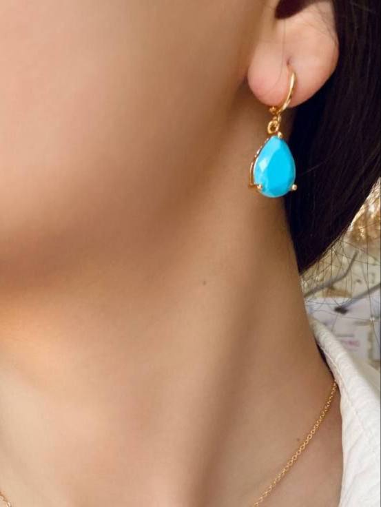 گوشواره حلقه ای مدل اشک، با تنوع رنگ، برند ysx