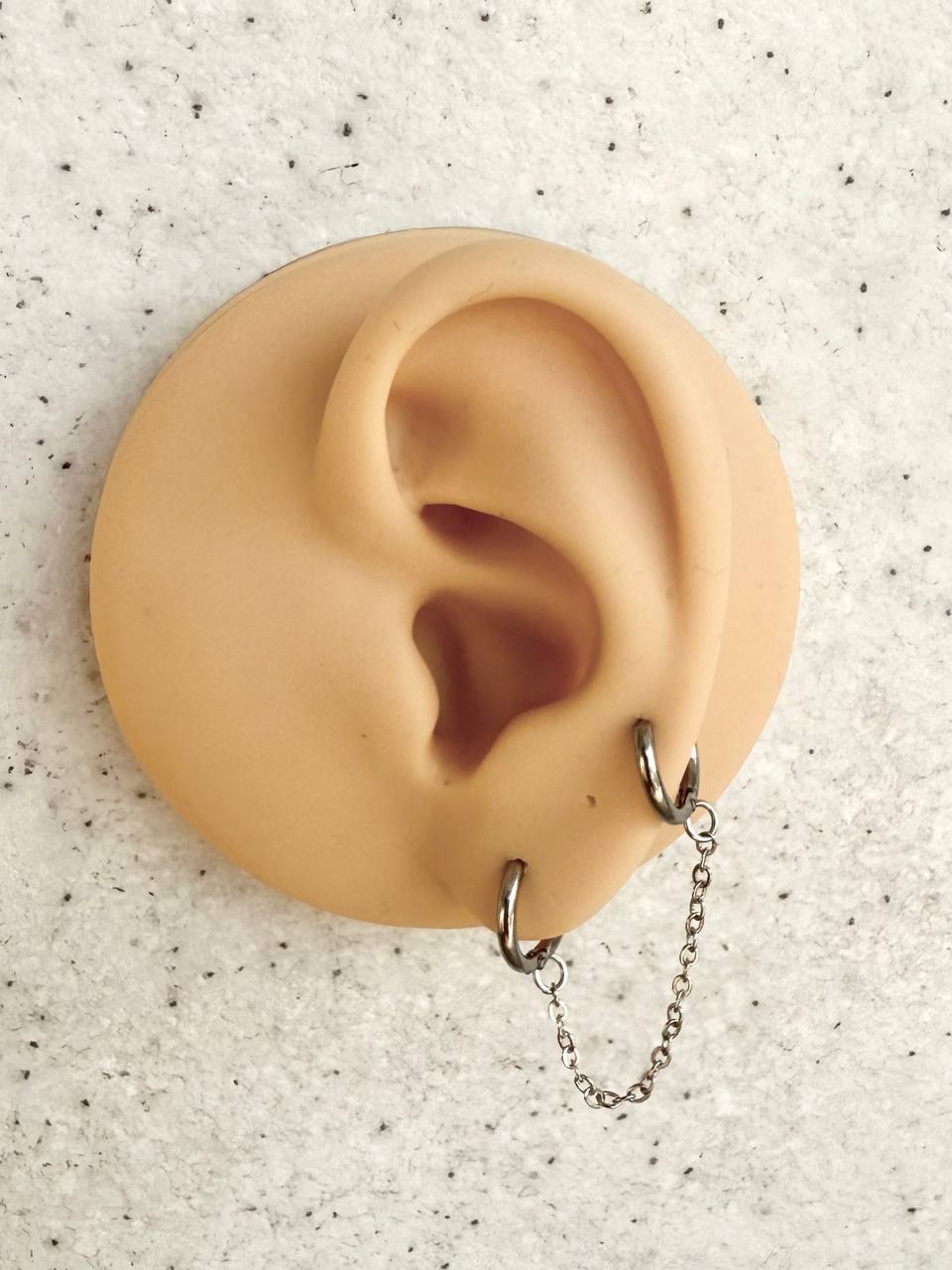 پیرسینگ استیل گوش، مدل دو حلقه زنجیردار کد ۰۲