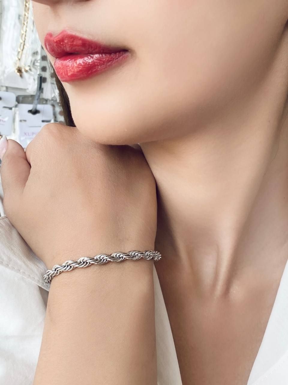 ست استیل، مدل زنجیر طنابی، شامل دستبند و پابند کد ۰۴