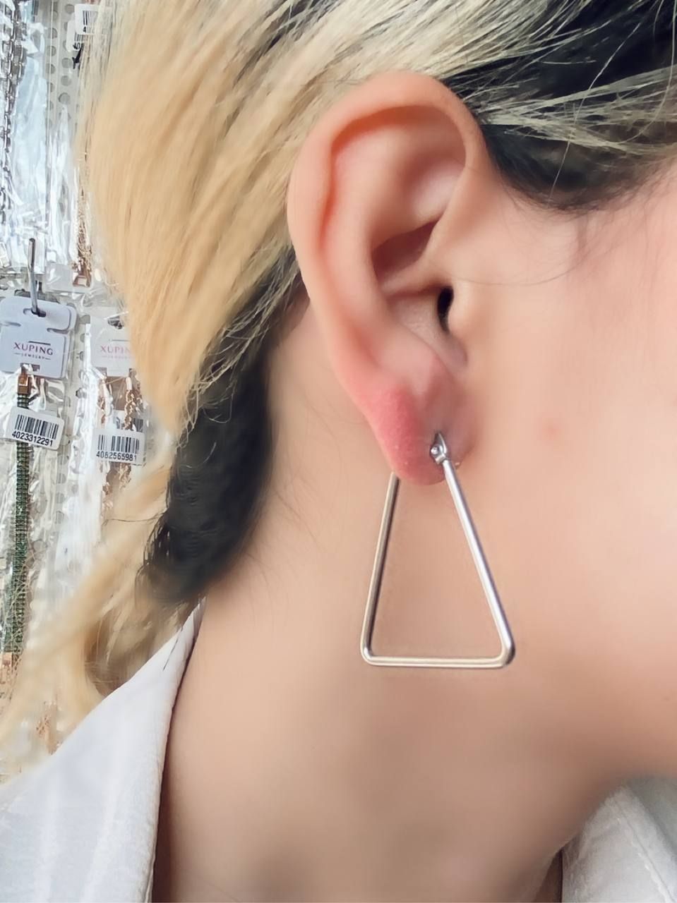 گوشواره حلقه ای استیل مدل مثلث
