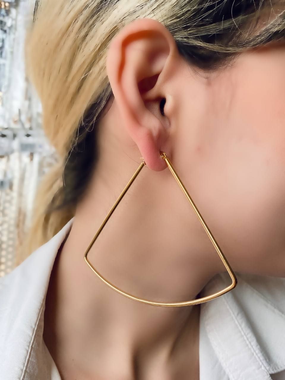 گوشواره حلقه ای استیل مدل مثلث